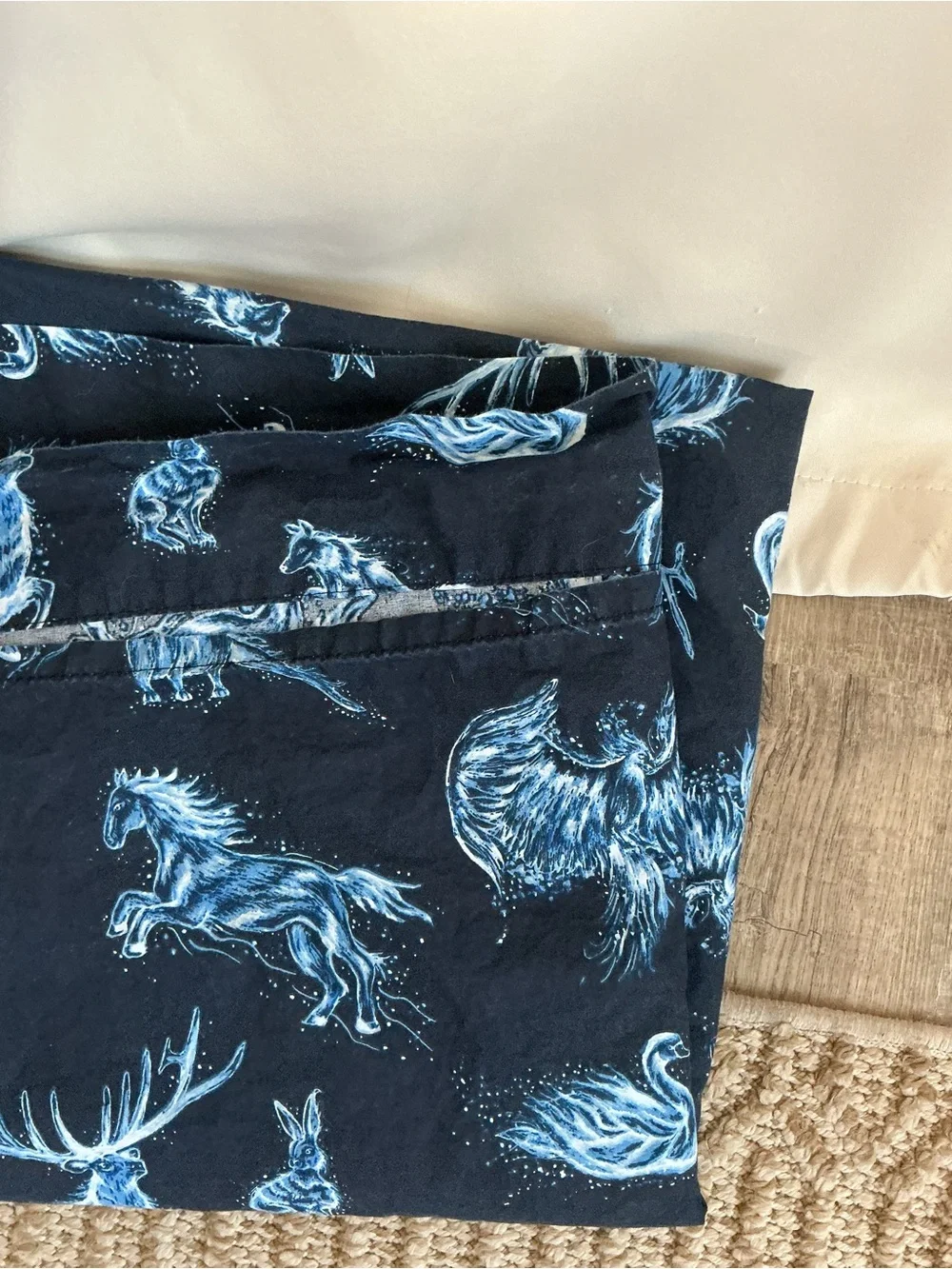Pottery Barn Teen Harry Potter Glow in the Dark Patronus Full Flat Sheet Navy